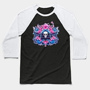 Skull and flowers Baseball T-Shirt